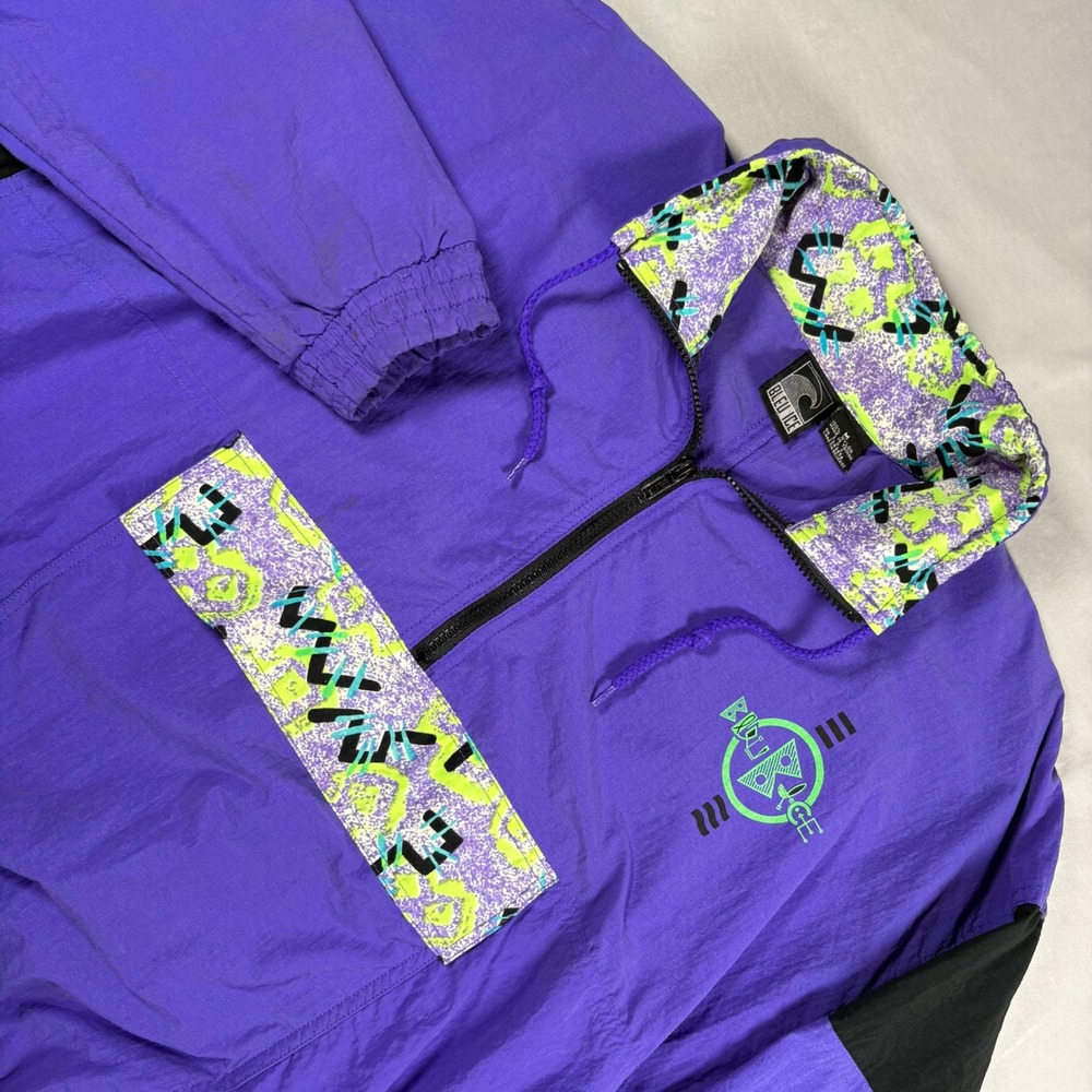 Vintage Bleu Ice Anorak Windbreaker Jacket Mens Medium Purple Neon 90s Retro